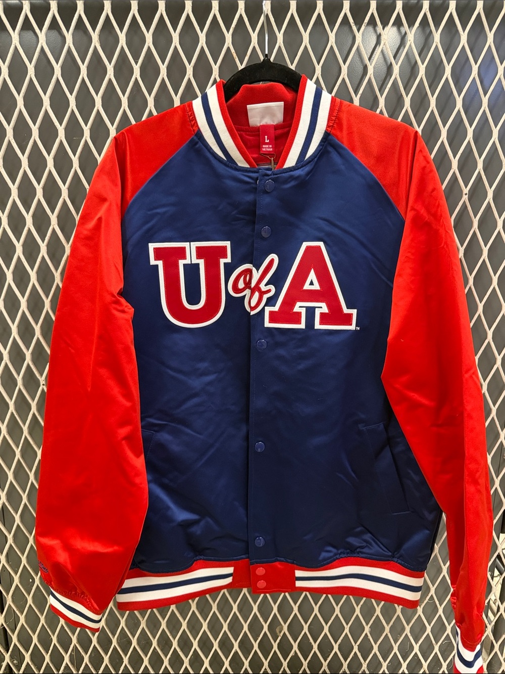 Mitchell & Ness Navy Body Red-Sleeve Adult Varsity Jacket